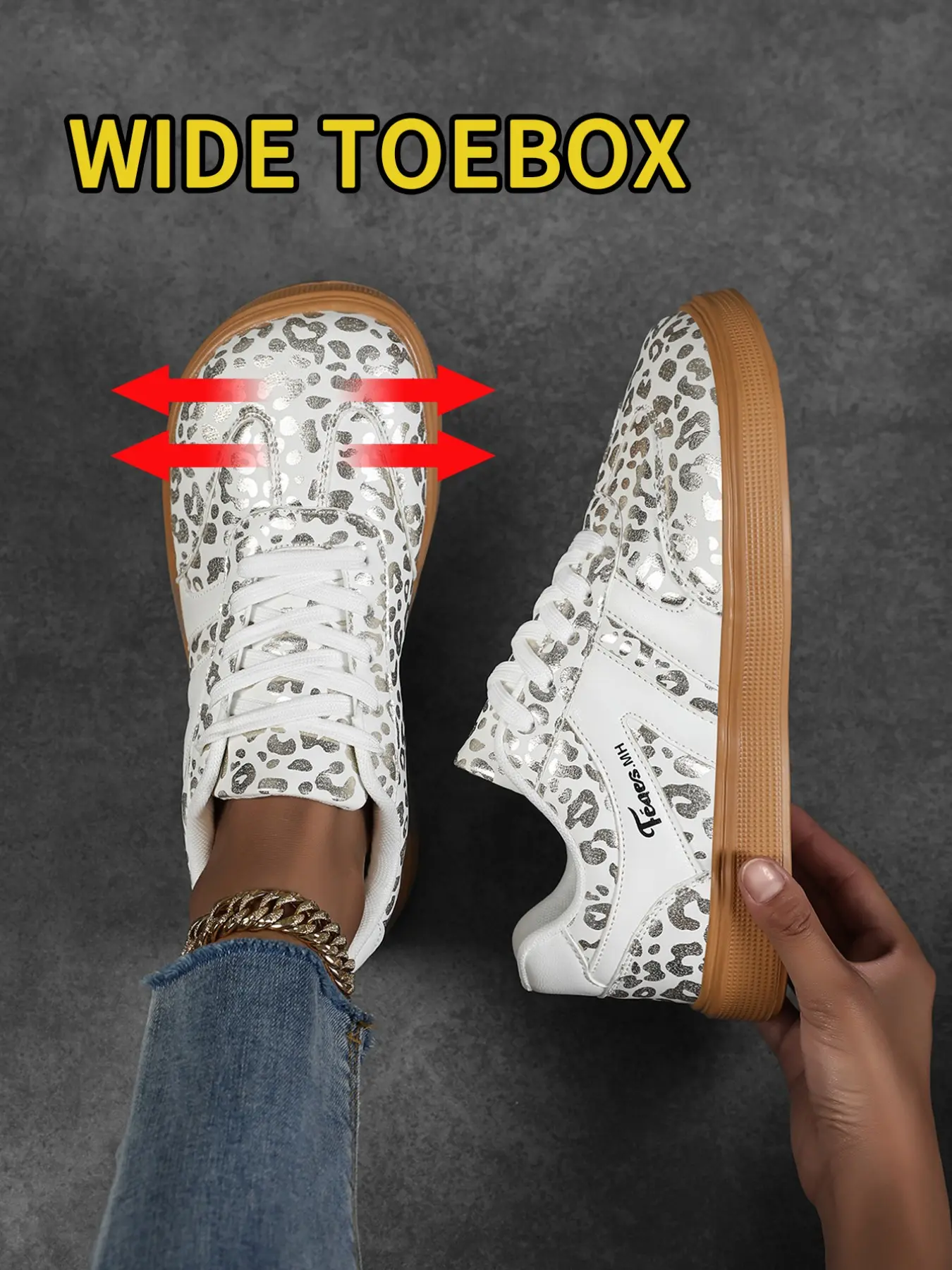 Women's Leopard Print Casual Shoes, Wide Fit Round Toe Flatforms, Synthetic Leather Eva Sole, All-Season Streetwear, Party & Daily Wear