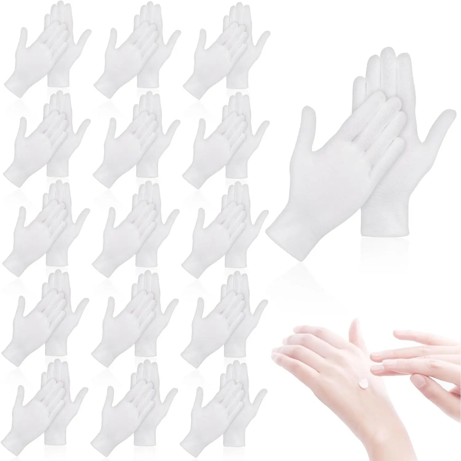 36 Pcs White Cotton Gloves for Dry Hands Sleeping, Men & Women Soft Sleep Gloves for Eczema and Moisturizing Overnight, Stretchable SPA Gloves for Coin Jewelry Inspection, Art Handling, Halloween