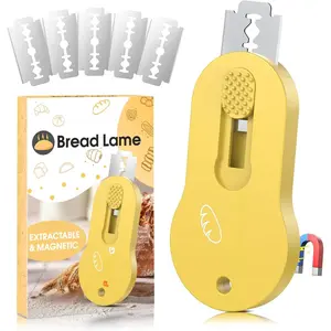 Bread Lame Dough Scoring Tool, Extractable &  Sourdough Scoring Tool for Sourdough Bread Baking, Bread Making, Bread Scoring Tool with 5 , Scoring Patterns booklet, Yellow