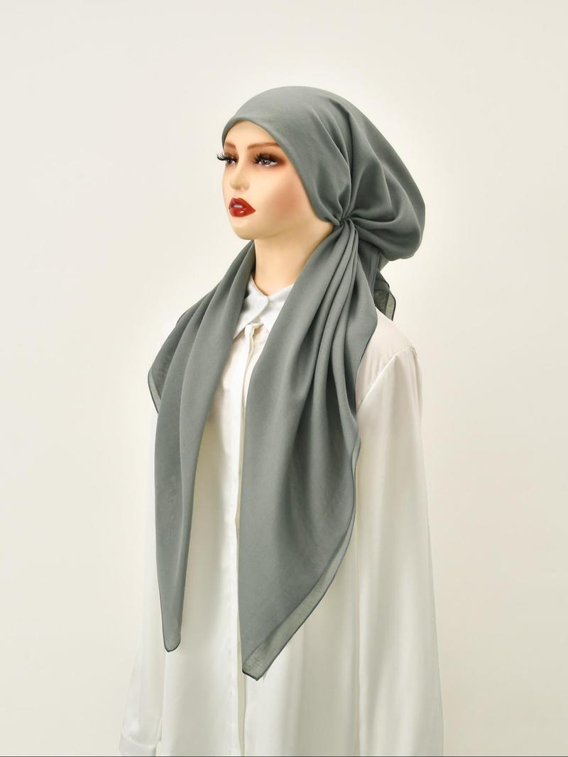 Women's Solid Color Instant Hijab, Elegant Minimalist Breathable Comfortable Hijab, Fashionable Soft Muslim Modesty Hijab for Women & Girls