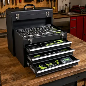 ARCH 465-Piece Mechanics Tool Set with 3-Drawer Heavy Duty Metal Box, Chrome Vanadium Steel Sockets and Wrenches, Screwdrivers, Pliers, Bits, Allen Keys, Tape Measure, Utility Knife, Hammer, Wire Stripper for Home Workshop Auto Repair DIY