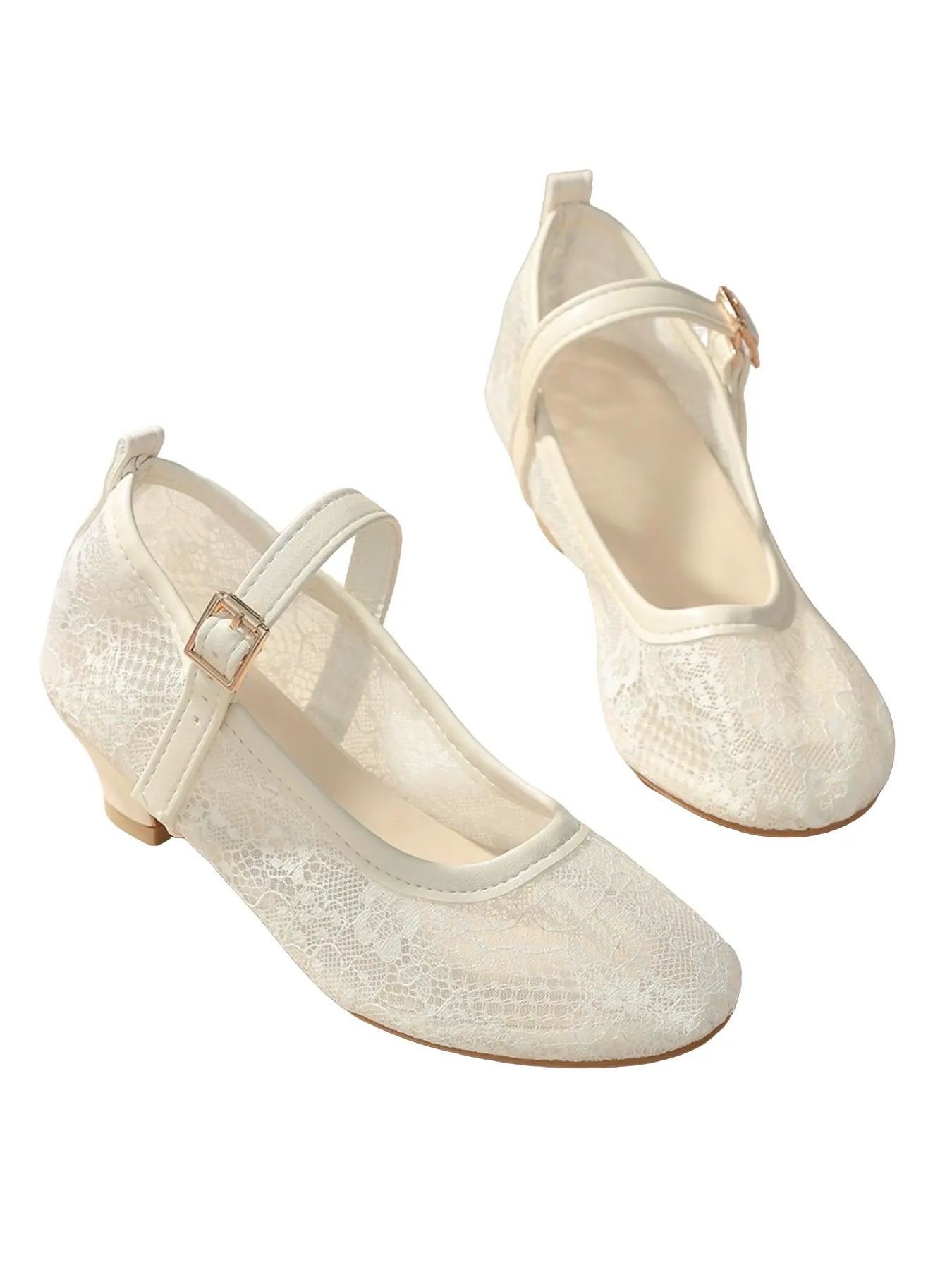 New Kids High Heel Sandals, Mesh Embroidery, Breathable, Adjustable Buckle, Farm Style, Party, Picnic, Performance, Fashionable