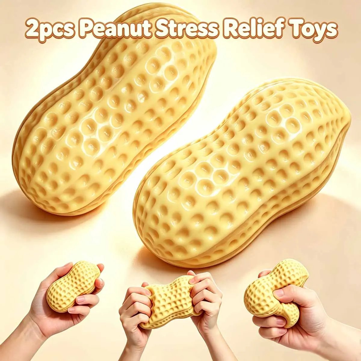 2PCS Peanut Squishy Toys Crunchy Peanut Squishy Slow Rising Fidget Toy | Crunchy Peanut Squishy, Peanut Squishy Crunchy Slow Rising Feel, Stress Relief Fidget Toy, Party Favor Gift, Squeeze Toys