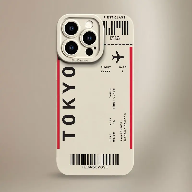 Tokyo Boarding Pass Phone Case, Vintage Travel Ticket Airport Design Clear Cover for iPhone 17 16 15 14 13 12 11 X Plus Pro Max, Travel Lover Gift