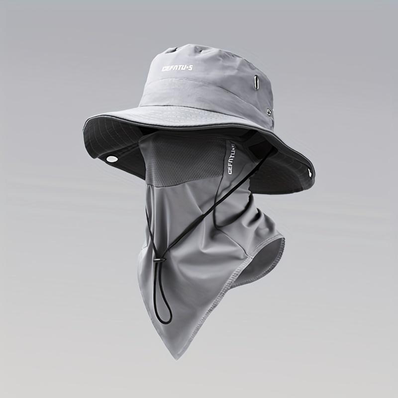 BIGWIG Unisex Sun Protection Hat with Neck Flap, Wide Brim Bucket Hat, Detachable Face Mask, Foldable Brim, Outdoor Sun Hat, Breathable Drawstring Closure, Fishing Hat, Suitable for Camping, Hiking, and Gardening