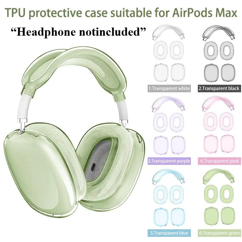 3-in-1 Transparent TPU Over-Ear Headphone Protective Set, Soft Anti-Scratch Dustproof Cover for Headband & Ear Cushion, Clear Daily Headphone Accessory