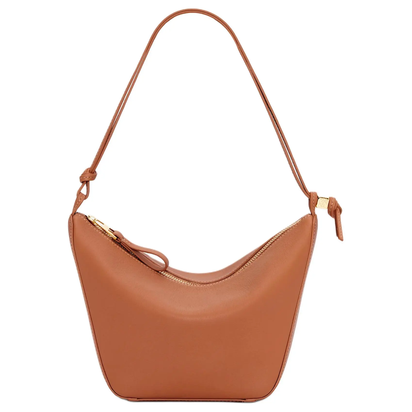 Loewe Hammock Hobo Bag for Women – Embossed Puzzle Zip Closure, Calfskin Leather, Mini Shoulder Handbag in Tan