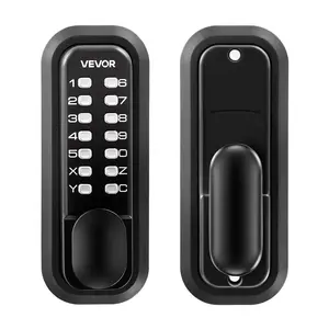 VEVOR Mechanical Keyless Entry Door Lock, 2.0 Code Upgrade, 4-7 Digits Code, Single-Sided Push Button Combination Mechanical Keypad Door Knob, Auto Locking, for Garden Gates, Indoor or Outdoor, Black, Door Locks, 1.4"-2.5" Door Thicknesses