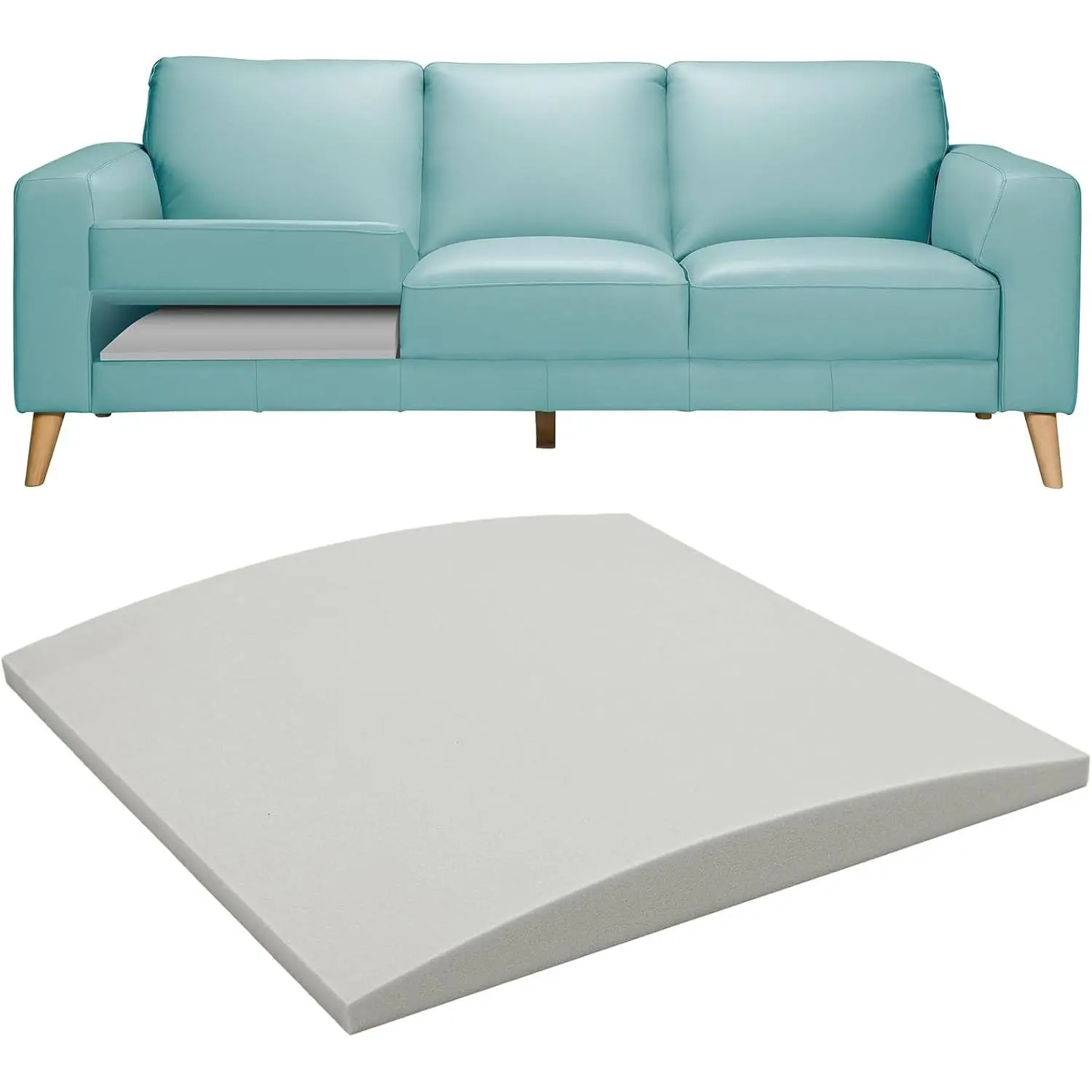 Couch Cushion for Sagging Seat 20"X 20"Insert Pads Supports Cushion Sag Repair, Curved High Density Foam Cushion for Sectional Loveseat Chair,Gray Set of 1