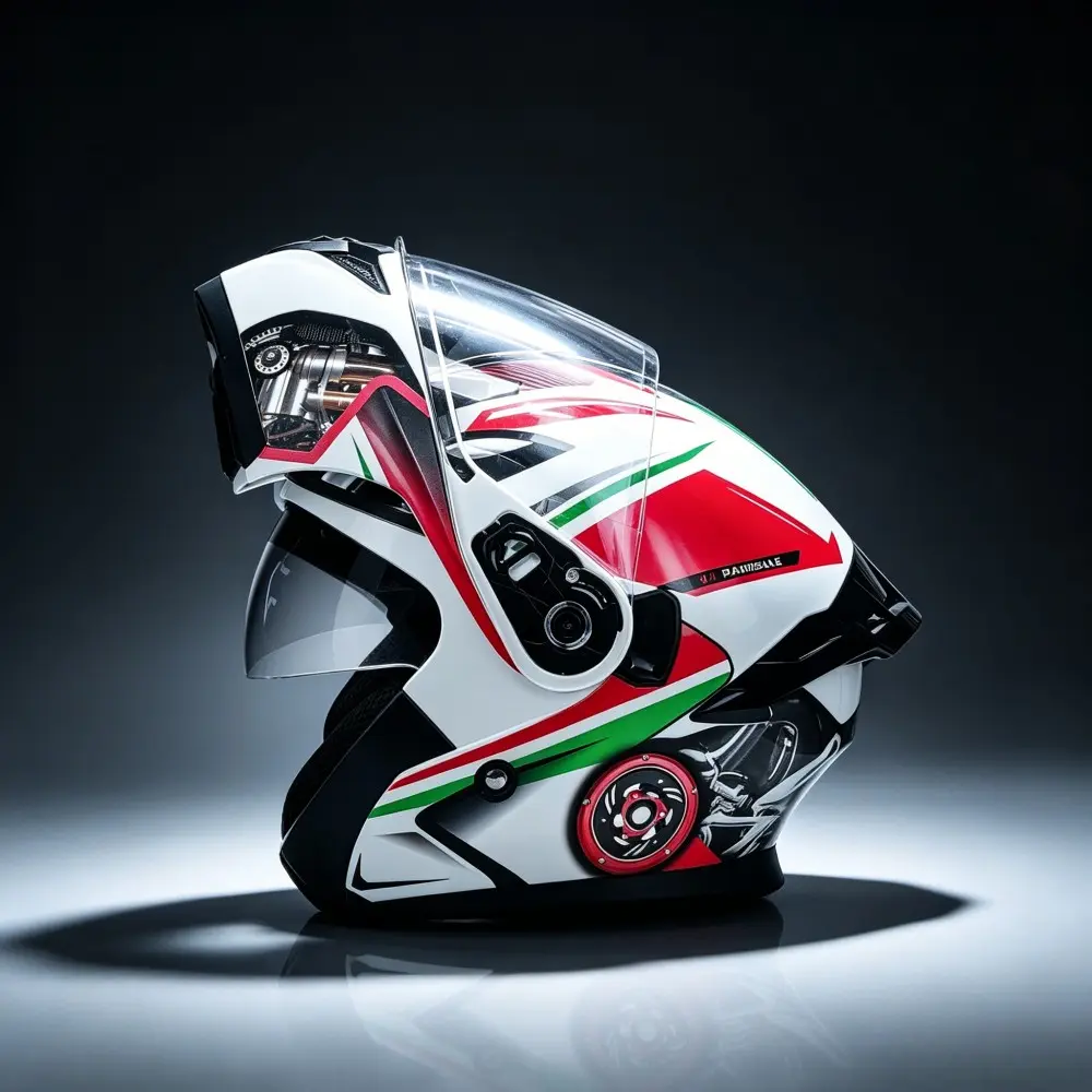 Akfox V4 Panigale Race Pattern Helmet, Dual Lens All-Season Motorcycle Full Face Helmet, Unisex Road Racing Riding Helmet