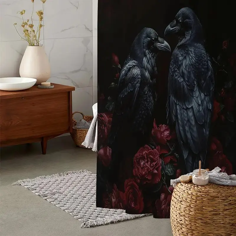 Cormorant Flower Design Polyester Bath Curtain, 180cm X 180cm, Waterproof, Wall-Mounted, Ideal for Home or Hotel Bathroom Decor