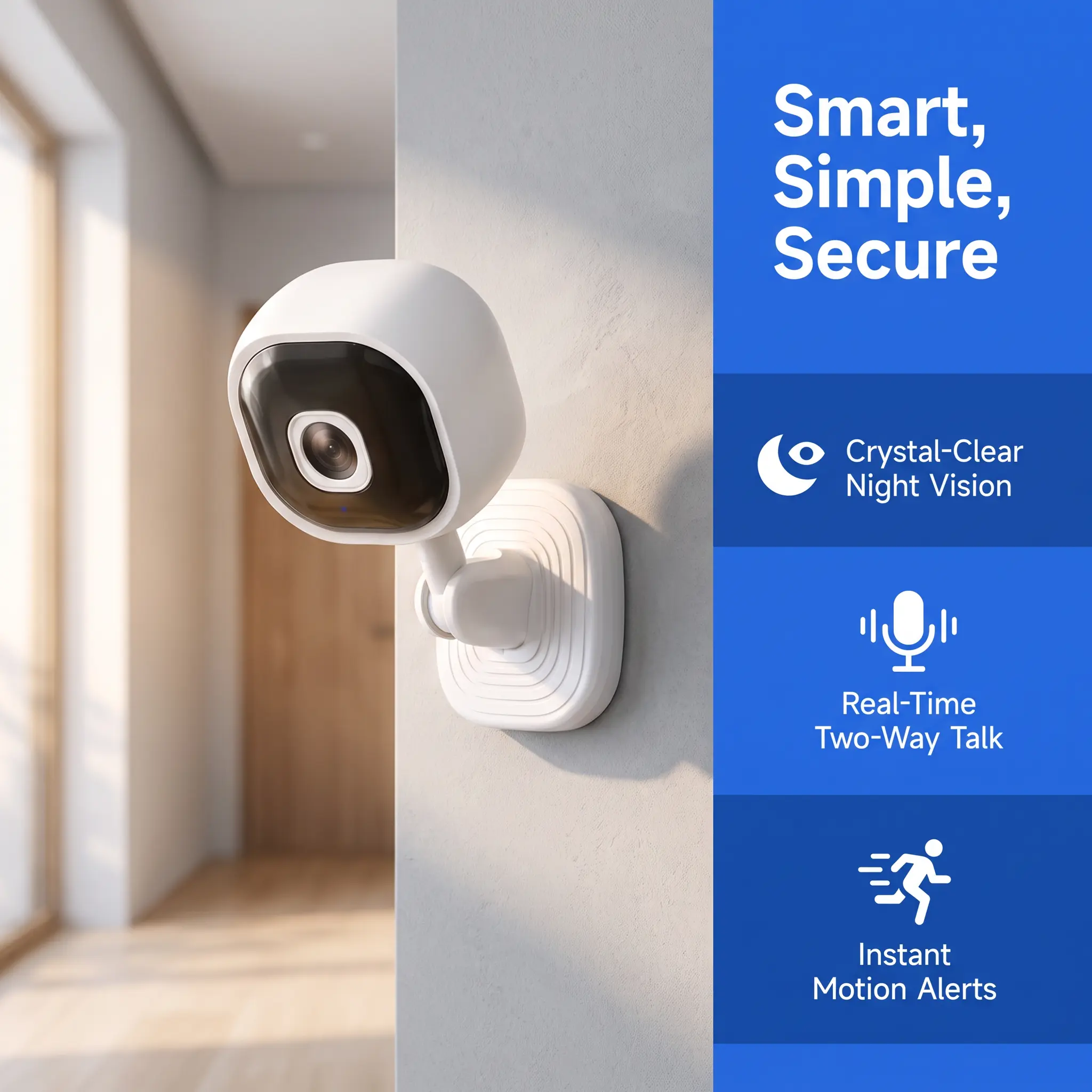 HD Wireless WiFi Smart Security Camera, 360 °   Pan Tilt Rotating Indoor Home Monitor with Infrared Night Vision & Two-Way Talk Audio, Motion Surveillance Camera for Baby Monitoring, Pet Watching, Family Safety, Bedroom & Living Room