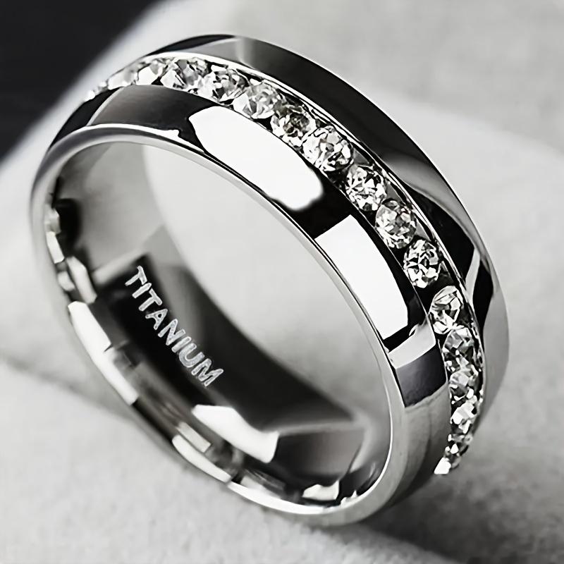 1 Piece minimalist rings Never Fade Stainless Steel Ring Men Women Couple Ring Single Row Full Diamond Cuban Ring Engagement Wedding Band friendship rings