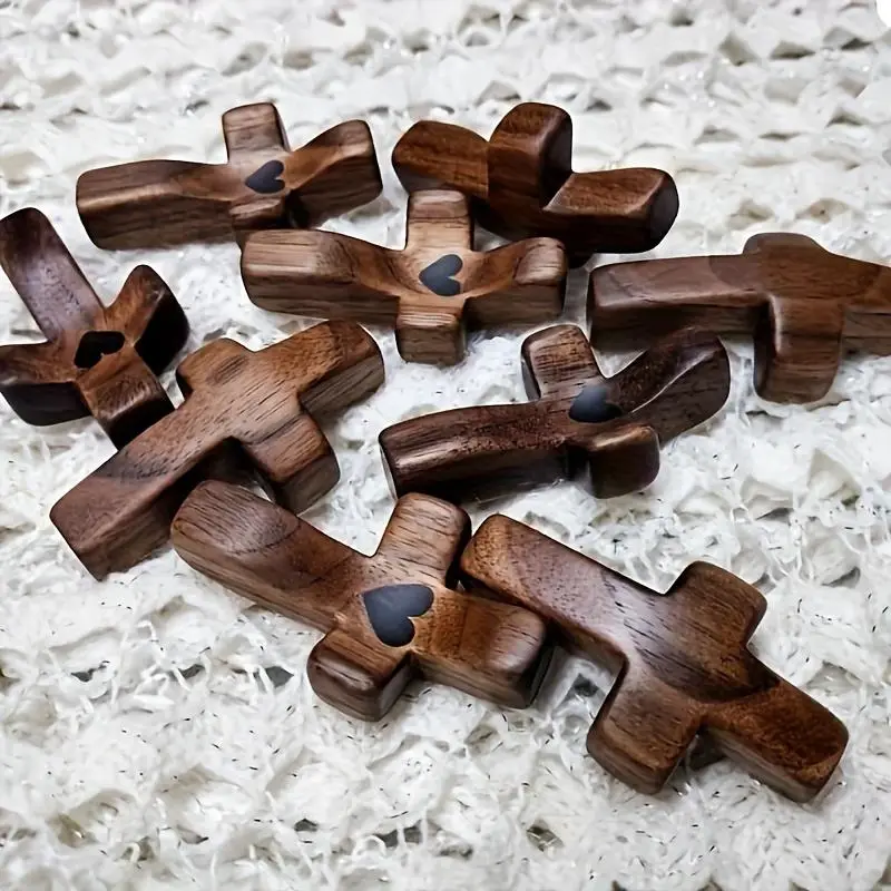 Wooden Cross Set, 10pcs/set Mini Cross Ornament, Religious Decoration for Home Decor, Perfect Encouragement Gift for Boys and Girls Baptism