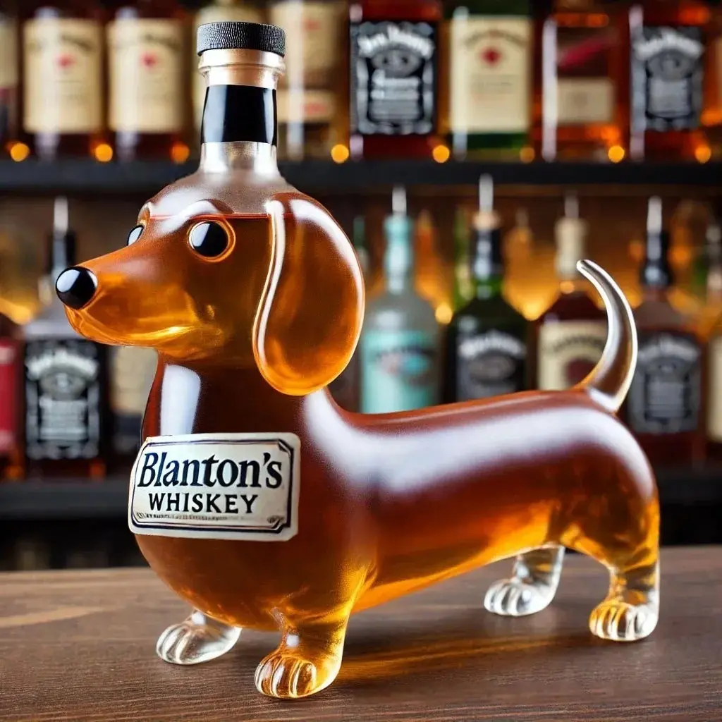 1pc Dachshund Puppy glass wine bottle, a creative, practical and exquisite whisky bottle, adds a touch of fun and cuteness to the wine cabinet. Home wine cabinet decorative item, hand-blown glass bottle
