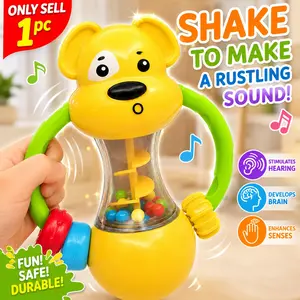 1pc cartoon hand-held sensory rattle, exercises hand grip strength, sensory learning, double-handle rattle | Early education visual and motor coordination material