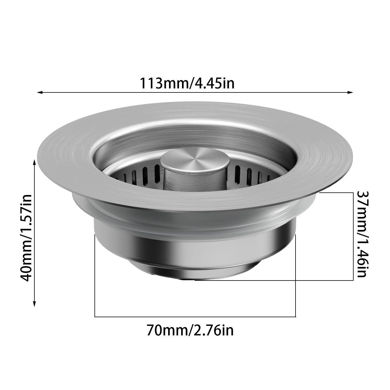 Kitchen Sink Drain Strainer Stainless Steel 3 1/2 Inch US Standrd Sink Stopper Anti-clogging Drainage Odor Filter Home Goods for Kitchen