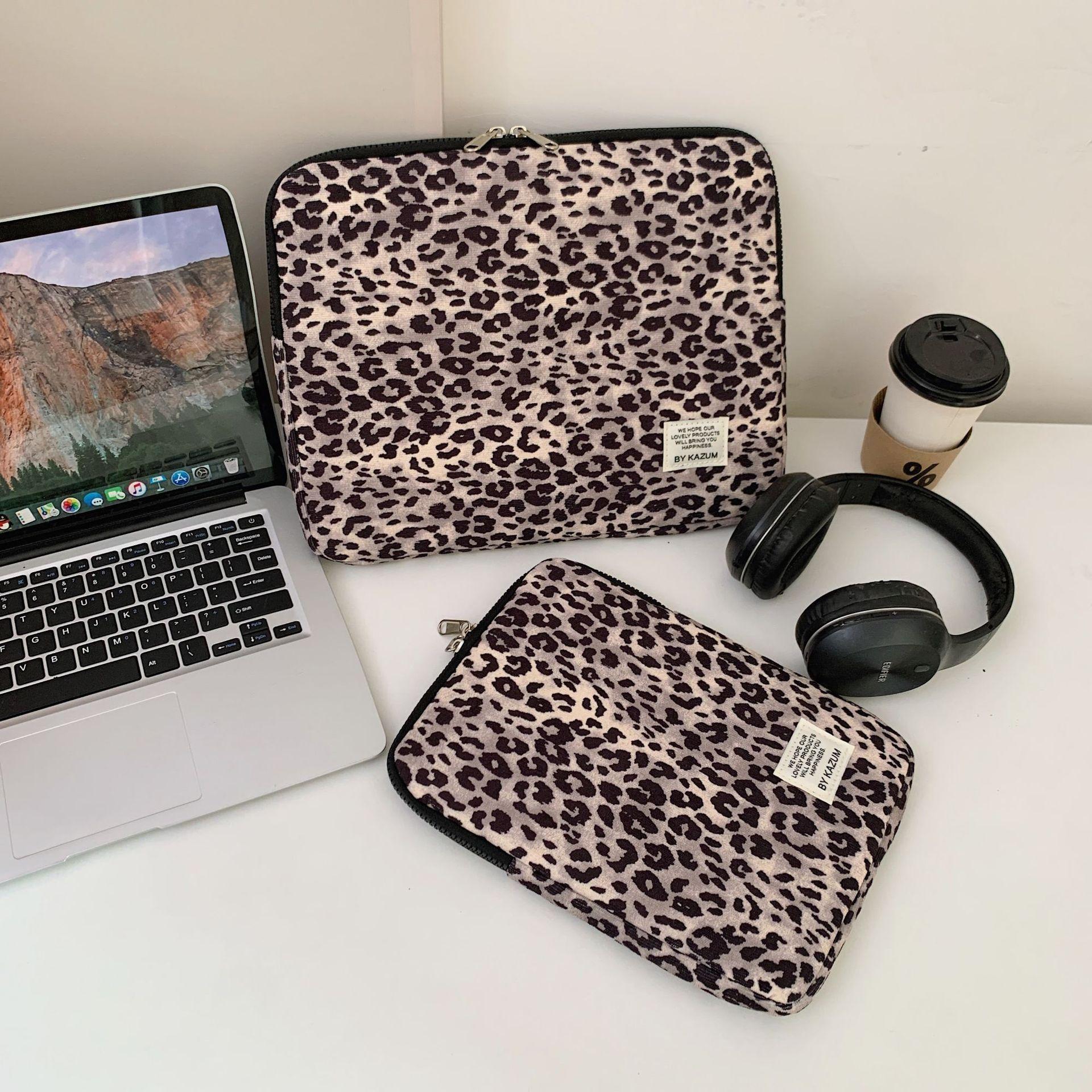 Leopard Print Laptop Sleeve For Ipad Air6 Pro11 Macbook Air13.3 13.6 Pro14 15 Dell Huawei Samsung 15.6 16 Inch Shockproof Bag
