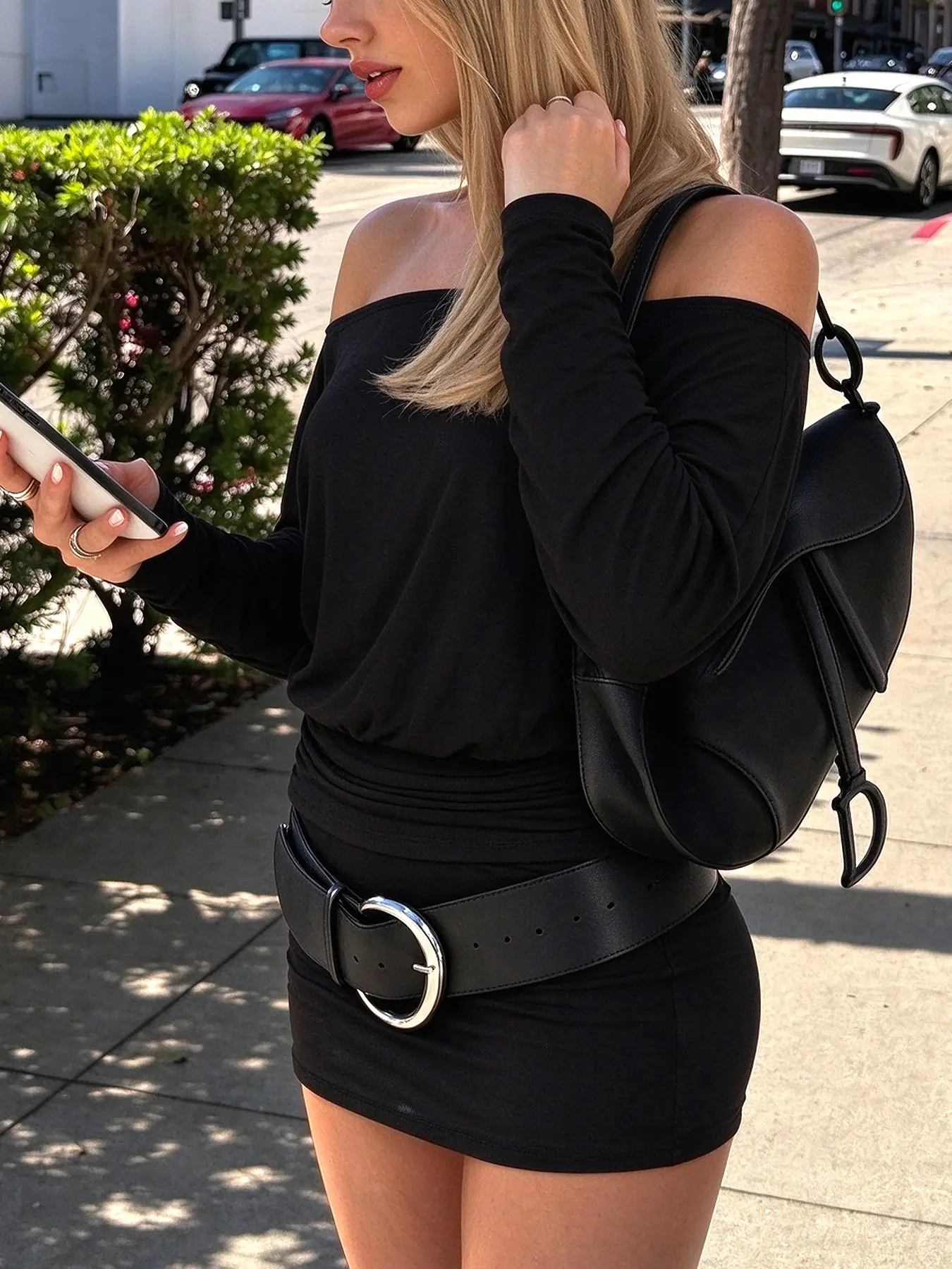 Women's Off Shoulder Long Sleeve Mini Dress, Y2K Slim Bodycon Dress, Casual Streetwear For Daily Going Out.90's fine look,summervibes,summeroutfit,tiktokshopmemoriald festiva.Women's Dresses  .Costume Jewelry & Accessories,Cosas Baratas Y Lindas