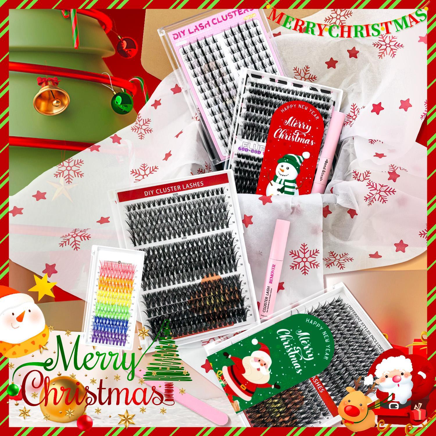 Eyelash Extension Kit, 1 Box Individual Lashes Clusters Diy Lash Extensions Kit & Lash Glue & Tweezers, Eyelash Bonding Tools, Eye Makeup Products for Women & Girls, Wispy Eyelash Clusters, Eyelashes Extension Kit