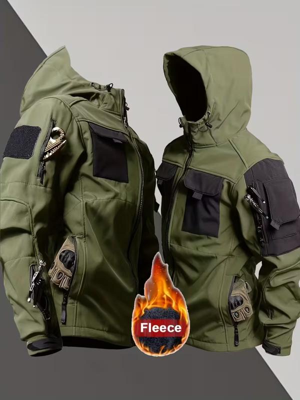 Men's tactical outdoor waterproof jacket, multi-pocket hooded sports ...
