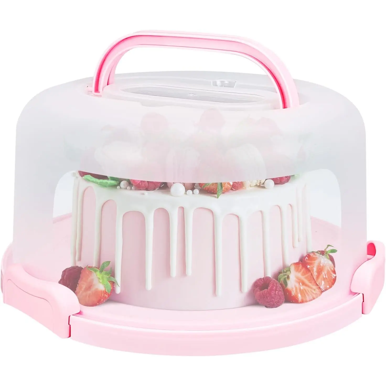 Cake Carrier with Lid and Handle, Fit 10’’ Cake Stand with Lid, Cake Transport Storage Container, Cake Containers Cover Stand with , 3 Secure Side Closures ()