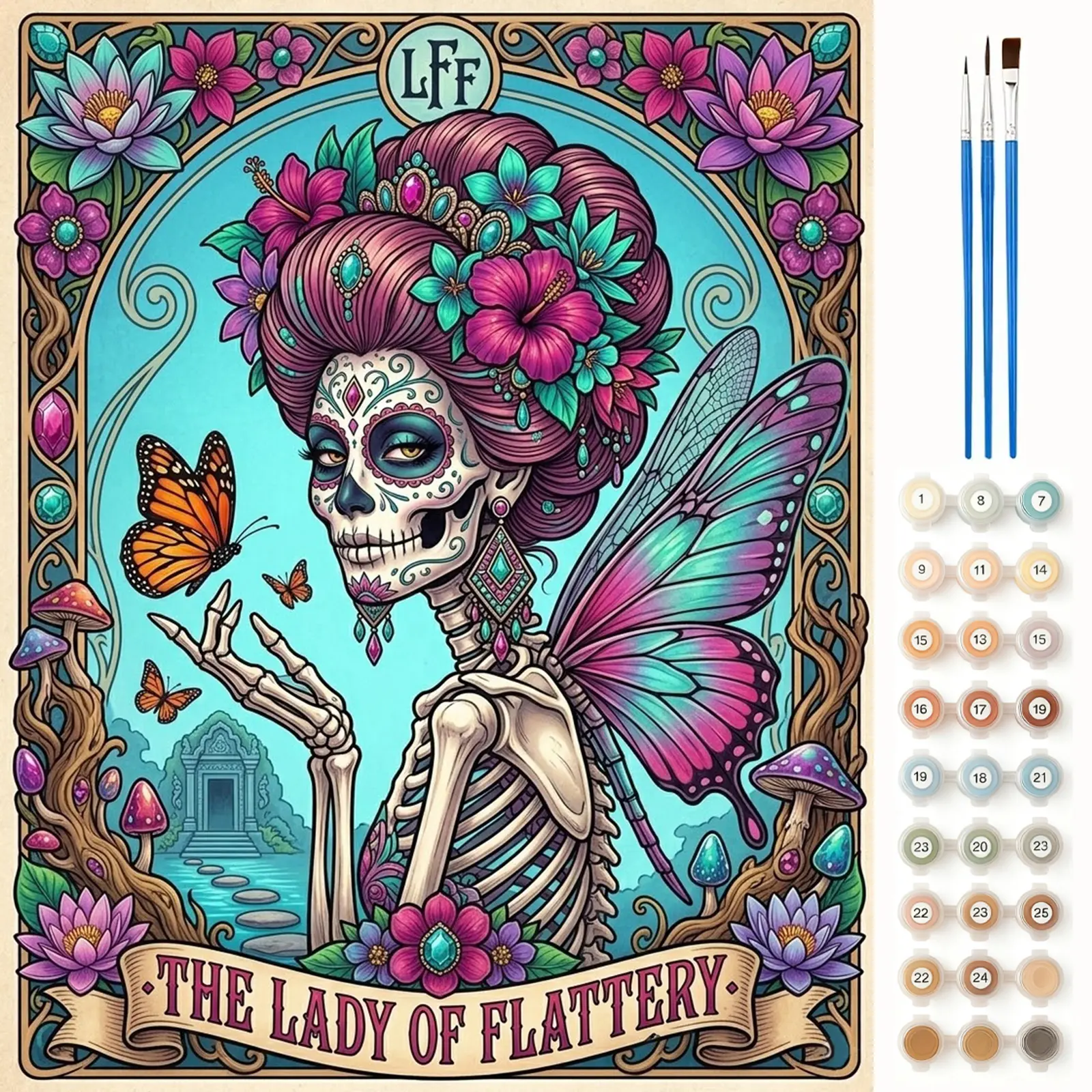 Paint By Numbers Kit for Adults Beginners - 16x20in / 40x50cm Color Canvas, Easy DIY Skeleton Girl Acrylic Painting Set - Wall Decor for Living Room and Bedroom, Creative Gift for Birthday, Mother's Day and Christmas, Without Frame