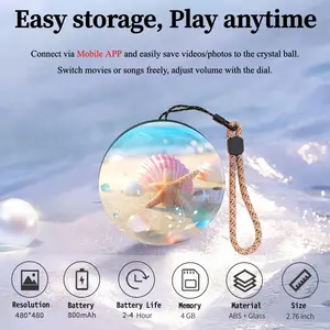 3D Crystal Ball Digital Display, Digital Photo Album, Mobile Phone Transmission, DIY Player, 3D Ultrasonic Crystal Ball With Electronic Display, Festival, Commemorative, Birthday, Wedding Gift, Customizable Gifts