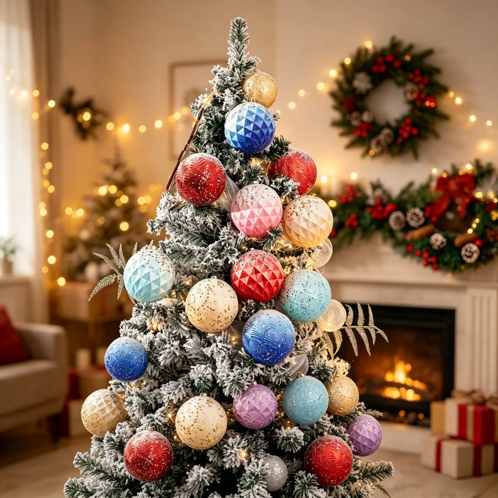 4pcs New Christmas Tree Ornament Set, Painted Electroplated Balls, Holiday Gift Box, Home Decor, Party Decoration, Wedding, Birthday