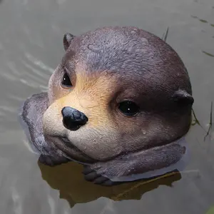 Charming 9cm Resin Floating Otter Statue, Perfect for Garden, Pond, Lawn Decor, Ideal Moving or Birthday Gift, Unique Outdoor Decoration