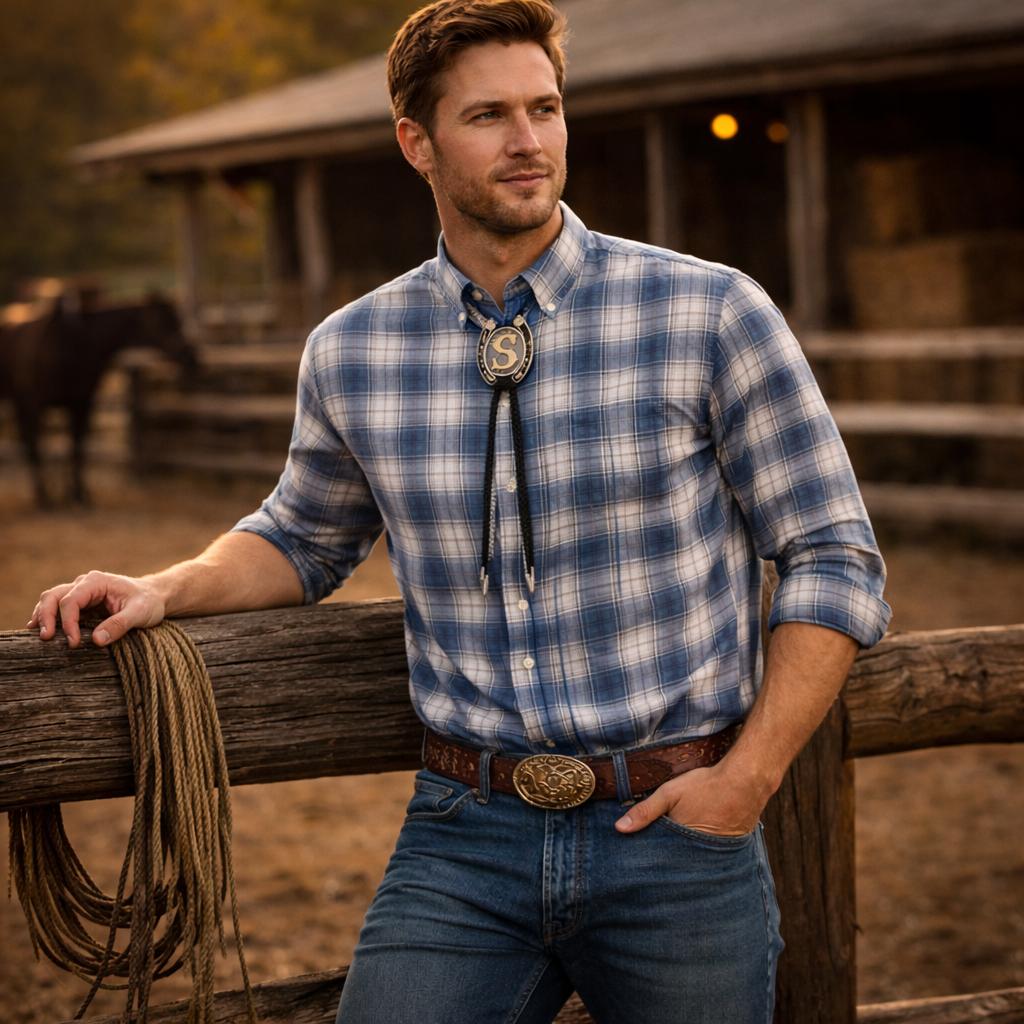 Vintage Western Bolo Tie for Men and Women, Initial Letter A–Z Cowboy Tie, Adjustable Cowboy Cowgirl Necktie, Western Rodeo String Tie for Shirts, Weddings, Parties and Country Outfits