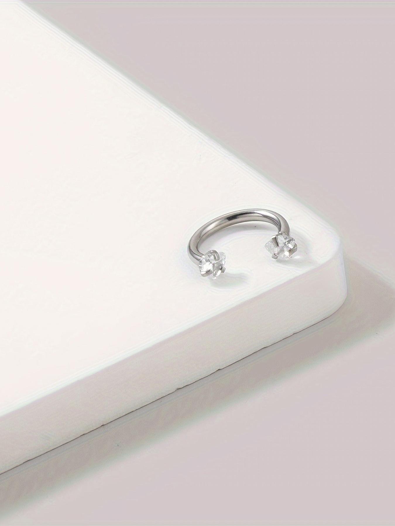 Heart Shaped Rhinestone Decor Nose Ring, Stainless Steel Nose Ring, Fashionable Body Jewelry for Women & Girls, Trendy All-match & Exquisite Jewelry for Birthday Gift, Nose Piercing Jewelry