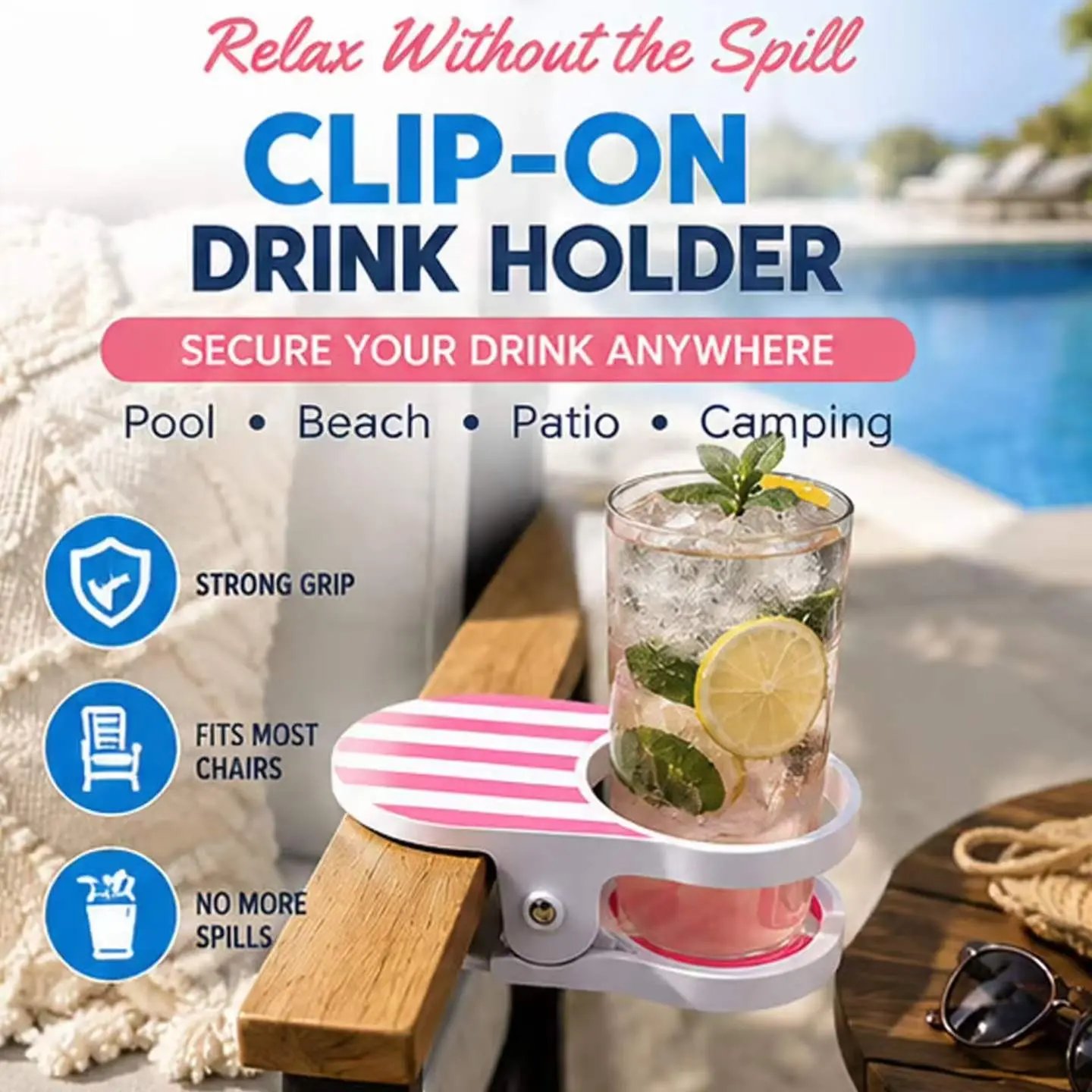 Portable Clip-On Drink Holder, Ideal for Beach and Outdoor Parties, Compact and Lightweight, Fun and Unique Design, Perfect for On-The-Go Use