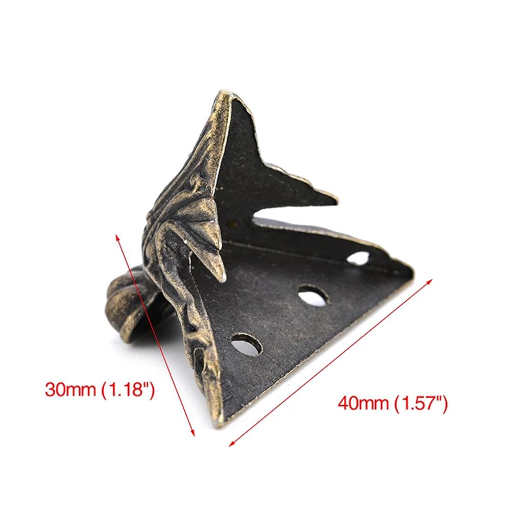 4PCS Antique Corner Protector Brass Jewelry Chest Box Wooden Case Decorative Feet Leg Metal Corner Protector Hardware Bracket