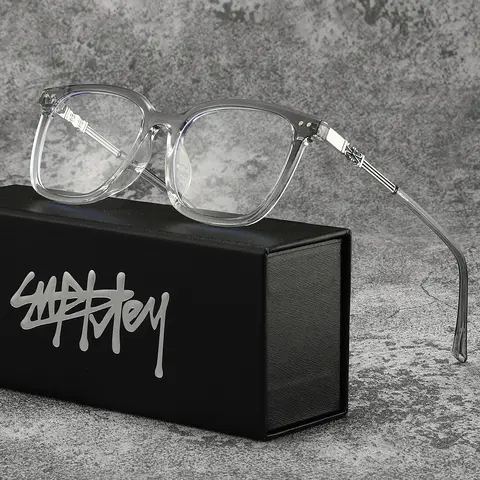 SUPKLEY Casual Comfort Full Frame Men's Glasses, Lightweight Glasses, Square Large PC Material, Fashion Decoration, Blue Light Blocking Clear Lens, Lightweight Eyeglasses, Trendy Casual Eyeglasses, Square Frames Eyeglass, Fashion Eyewear, Trending Glasses