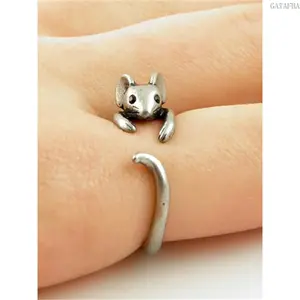 Copper Mouse Ring, Vintage Style Animal Statement Jewelry for Girls, Ideal for Party & Daily Wear Gifting, Female, Plain
