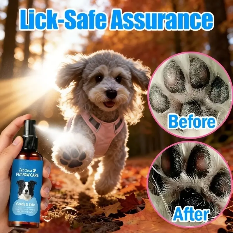 Persistent care for pet paws Cleaning and odor moisturizing spray, suitable for cats and dogs, to help keep paw pads soft and flexible, mild formula, suitable for daily and regular use, suitable for small and medium-sized large pets