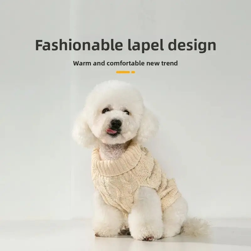 Autumn And Winter Cat Dog Knitted Sweater Light Orange Comfortable Not Tight Fashionable And Warm Suitable For Autumn And Winter Dog Wearing With Knitted Patterns Suitable For Cats And Small And Medium Dogs Puppy Sweater