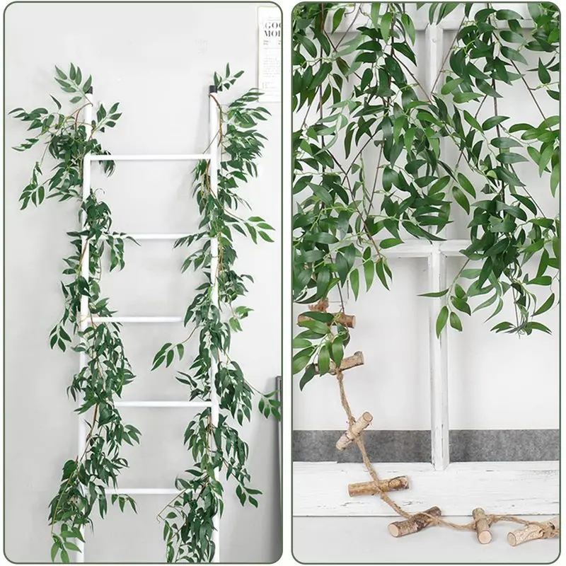 Artificial Eucalyptus Vines, Fake Greenery Garland, Willow Rattan Hanging Ornaments, Wedding Arch Decor, Outdoor Photography Shooting Props, Home Wall Landscape Decoration, Indoor Party Backdrop Floral Decor