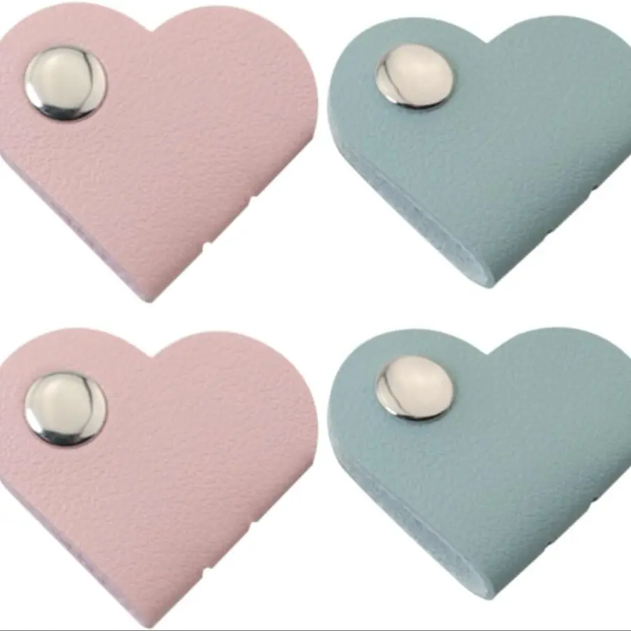 ZCZQC 6pcs Heart Shape Headphone Organizer Headphone Cable Clip Headphone Cable Winder Leather Cable Management Storage with Electronic Headphone USB