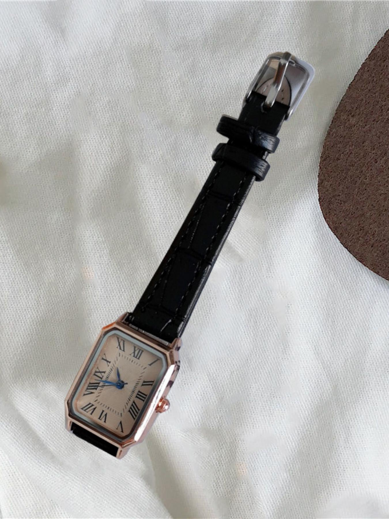 1 Piece Retro Rectangle Dial Analog Quartz Watch With Adjustable Buckle Without Box, Ladies Anniversary Birthday Gift