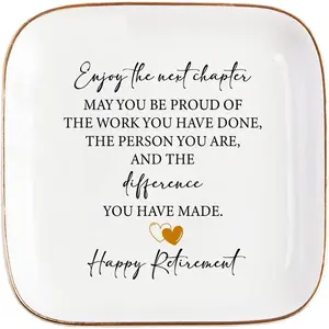 Retirement Gift for Woman Ceramic Jewelry Dish Tray - Farewell Going Away Goodbye Gifts for Coworkers Leaving - Retirement Gift Jewelry Dish for Women Friends Retired Teachers Nurses