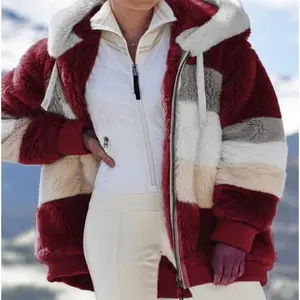 Winter Long Coats Women Plus Size Winter Warm Loose Plush Zip Hooded Jacket Coat Gifts Christmas