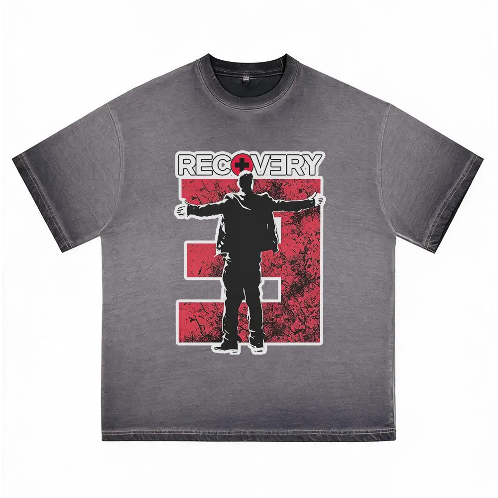 Oversized Acid Washed T-Shirt, Vintage Eminem Recovery Style Graphic Tee, Unisex Cotton Hip-Hop Rap Shirt. Trendy Streetwear Top, Casual Everyday Graphic Clothing, Great Gift for Him/Her.