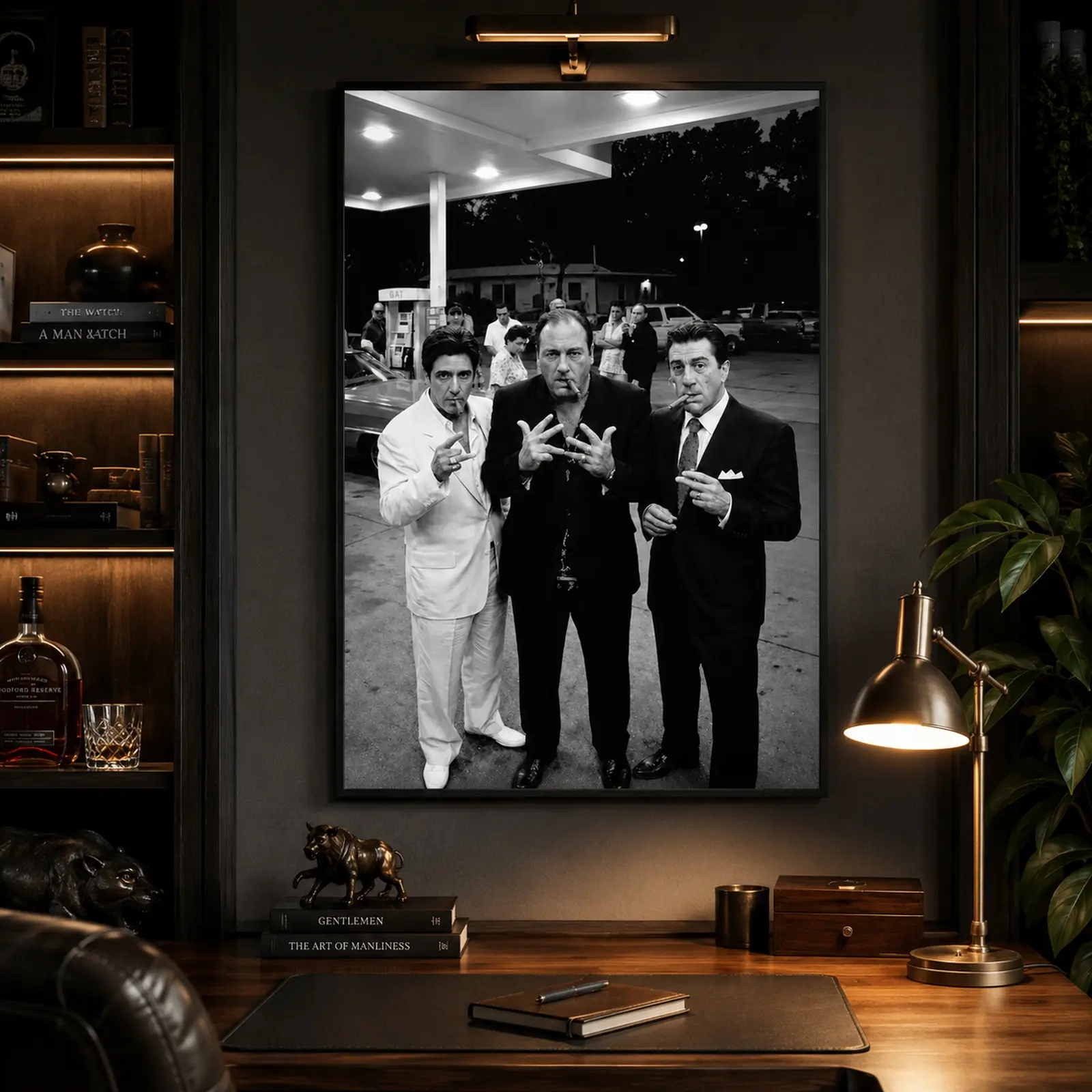 Mafia Wall Art Poster, Black & White Gangster Print, Vintage Noir Mob Boss Canvas Decor, Funky Anime Wall Art for Bedroom & Home Decor, Man Cave Decor, Retro Wall Art, Aesthetic Room Decor, Office Decor, Gift Idea, Street Art, Pop Culture, Gothic Decor, F