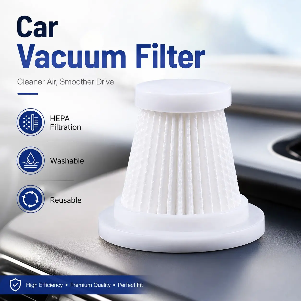 5-Pack Vacuum Filter Replacement Set, Hepa Filters for Wireless Handheld & Car Vacuums, Efficient Dust Filtration, Durable, Complete Accessories