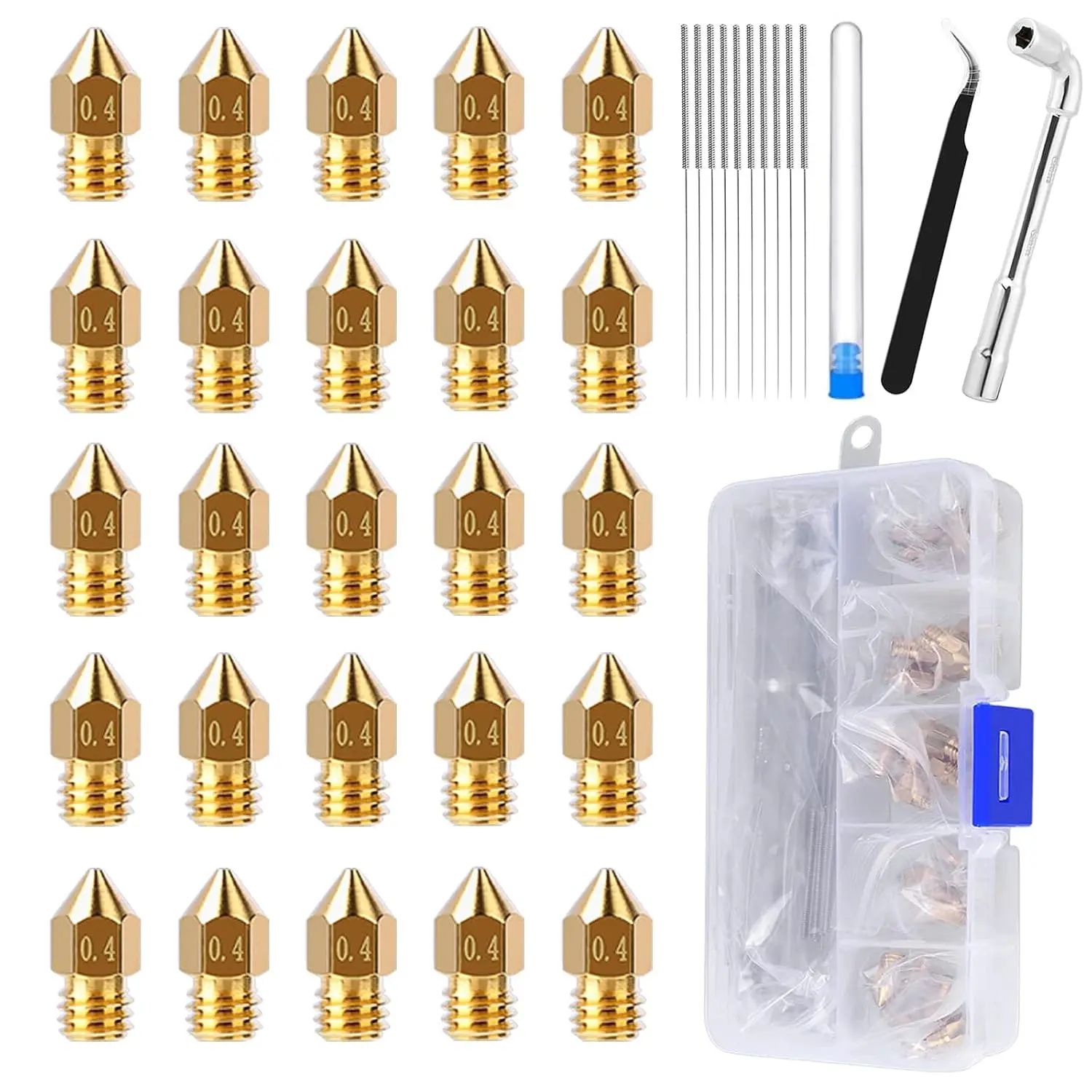 3 V2 nozzles 0.4mm, 3D printer brass hotend nozzle| DIY tool storage box suitable for Creality Ender 3/Ender 3 Pro/Ender 3 Max/5 Pro/Ender 3 S1/Ender 3 Neo/CR 10 series 3D printers