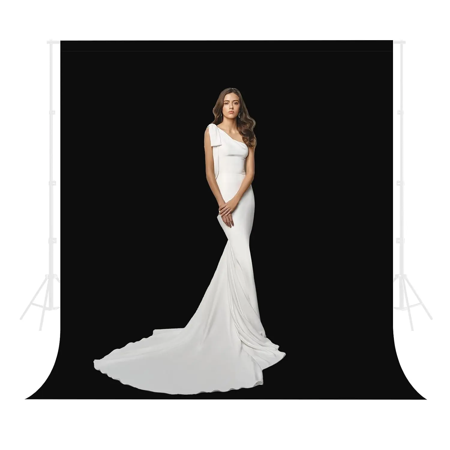 Black Backdrop for Photography 10 x 10 Ft,Black Background Sheet for Photography,Photo Backdrop Curtain for Photoshoot Video Polyester Cloth Video Studio Calls Streaming Gaming