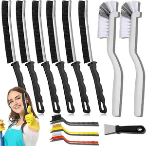 18ACTIVEKITCrevice Cleaning Brush Set (12 Pack) – Hard Bristle Gap Cleaning Tool for Window Tracks, Grout & Bathroom Corners – Thin Deep Cleaning Brush for Kitchen Sink, Sliding Door Tracks & Tight Spaces