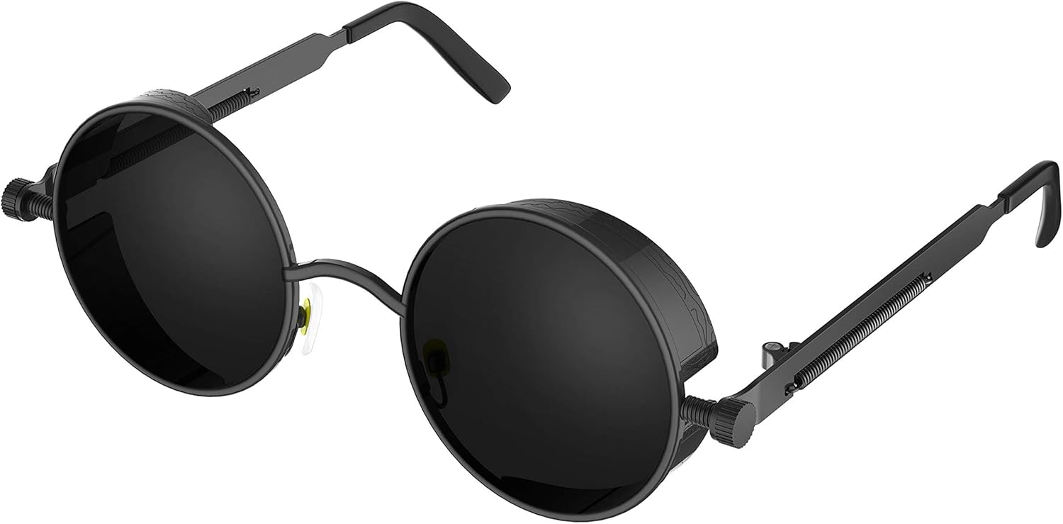 Vintage Steampunk Round Sunglasses Metal Frame UV400 for Men Women Casual Hai Lan Retro Steampunk Sunglasses Vintage Style Sun Glasses  main image 2